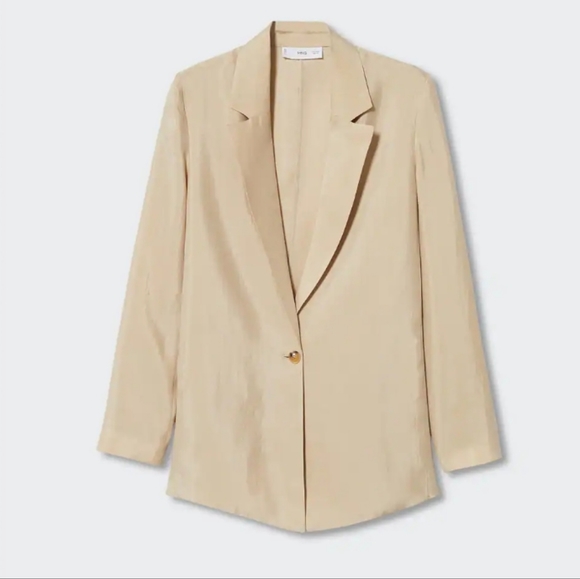 Mango 100% Lyocell Blazer Khaki Tan Women's US Small - Picture 1 of 15